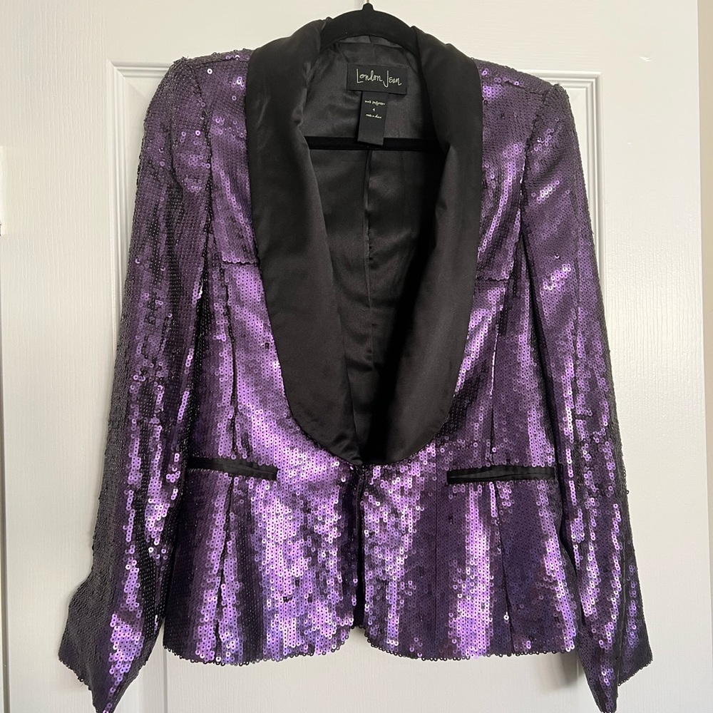 London Jean Purple Sequin Blazer- S 4